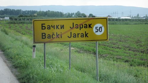 Picture 28 – . . . And the time passed much too fast for all: the village-limit  sign of Bački Jarak in the direction of Novi Sad . . .