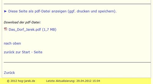 Seiten-Abschluss unten mit "Links" zu "pdf-Datei" und "Rückkehr-Optionen".