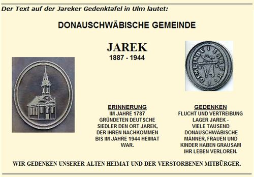 Bild 4 - Der Text auf der Jareker Gedenktafel in Ulm.